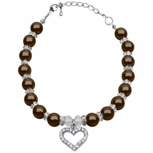 Heart and Pearl Necklace Chocolate Sm - 6-8 Perspective: front