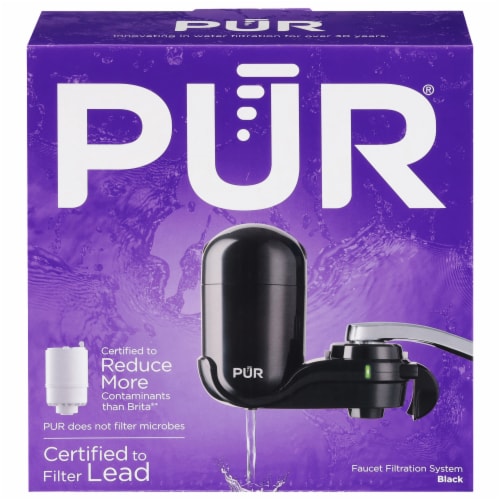 Pur® Black Basic Faucet-Mount Water Filtration System Perspective: front