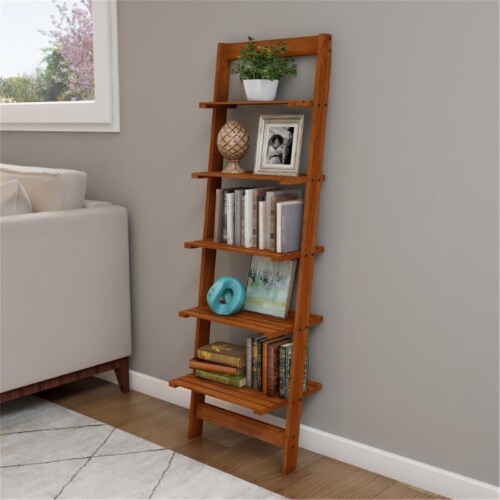 Lavish Home 80 15 5 CH 5 Tier Ladder Bookshelf Leaning Decorative Shelves For Display Wood Ac 1 City Market