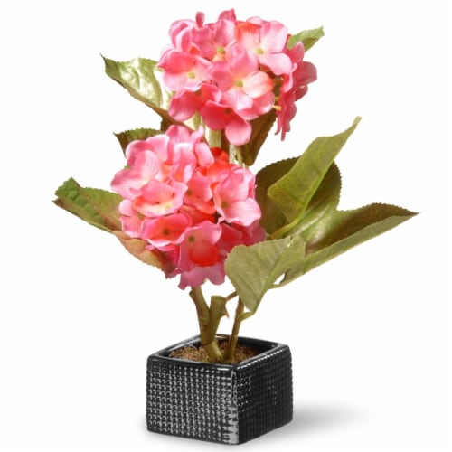 National Tree NF36-5063P-1 Potted Pink Hydrangea Flowers Perspective: front