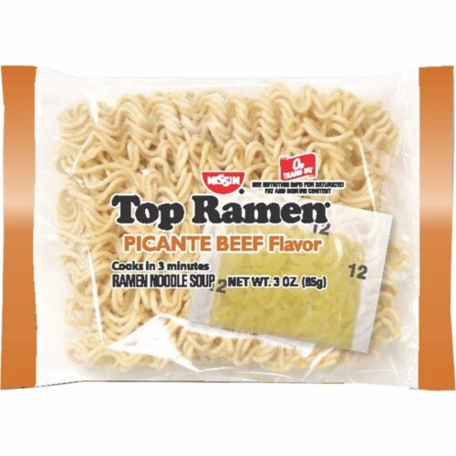 Nissin Foods NSF11612 3 oz Top Ramen Beef Picante Cup Noodles, Pack of 24 Perspective: front