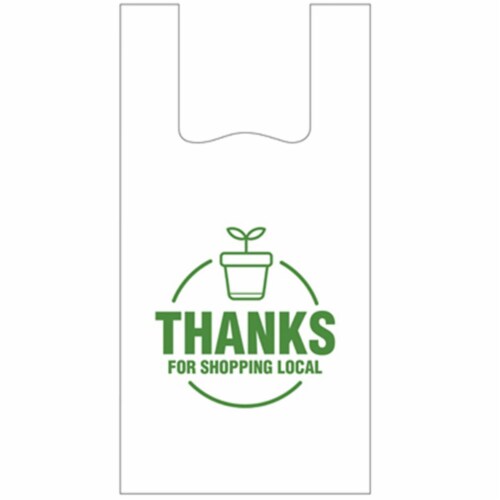 Trinity Plastics 254542 Green Print Low Density Plastic T-Shirt Bag, Pack of 1000 - 12 x 7 x Perspective: front