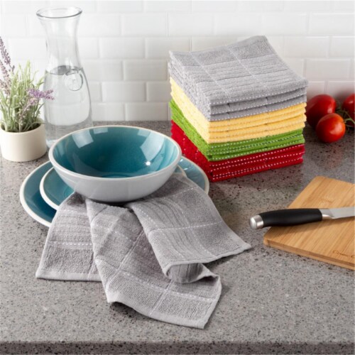 Lavish Home Chevron-Weave Dish Cloths - 16-Pack Absorbent 100% Combed  Cotton Kitchen Dishtowels with Color Accents - for Cleaning and Drying