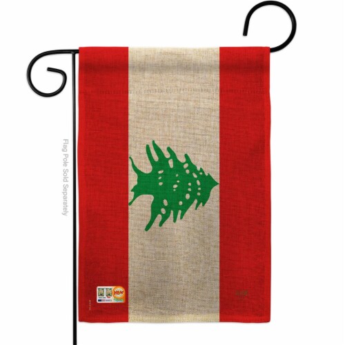Breeze Decor BD-CY-G-108243-IP-DB-D-US15-BD 13 x 18.5 in. Lebanon Burlap Flags of the World N Perspective: front