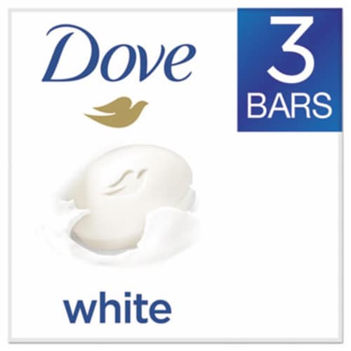 UNI 04090PK 3.17 oz Dove White Beauty Bar, Light Scent - Pack of 3 Perspective: front