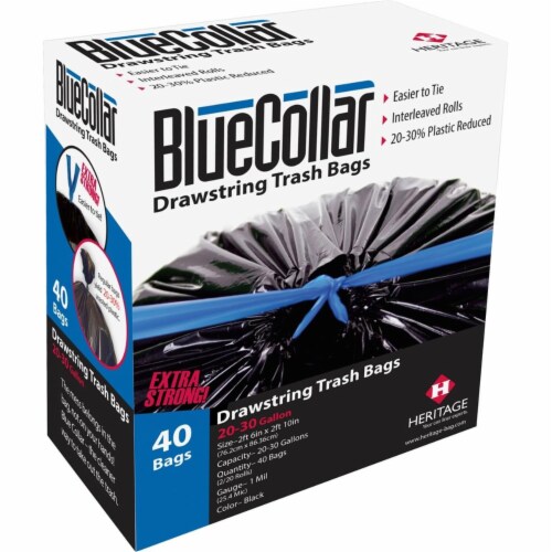 Heritage Bag HERN6034YKRC1CT 30 gal Drawstring Trash Bags - Black Perspective: front