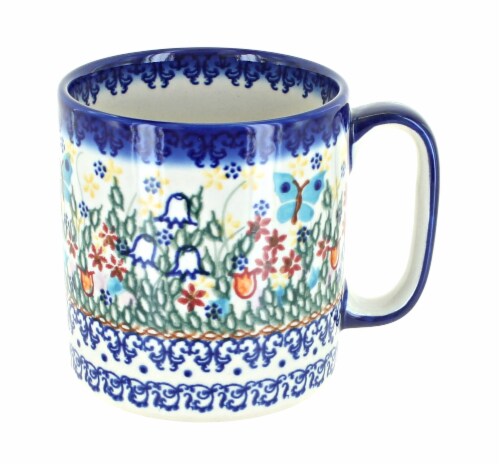 Blue Rose Polish Pottery Garden of Eden Coffee Mug Perspective: front