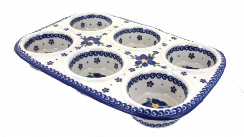 Blue Rose Polish Pottery Spring Blossom Muffin Pan, 1 - Fry's Food Stores