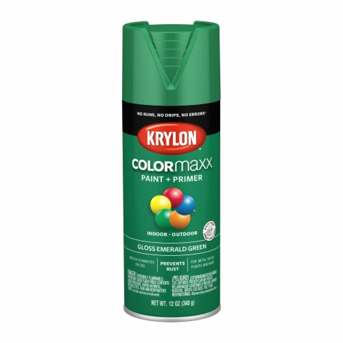 Krylon® Colormaxx Gloss Emerald Green Spray Paint & Primer Perspective: front