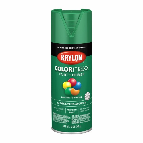 Krylon® Colormaxx Gloss Emerald Green Spray Paint & Primer Perspective: front