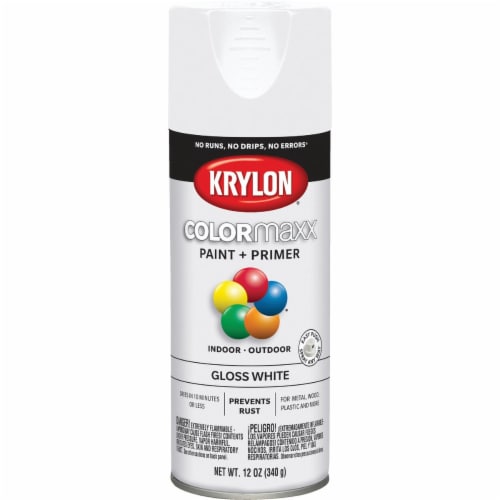 Krylon® ColorMaxx Gloss White Indoor/Outdoor Spray Paint and Primer Perspective: front