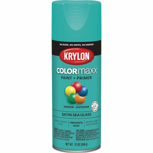Krylon Colormaxx Satin Spray Paint & Primer, Sea Glass K05576007 Perspective: front