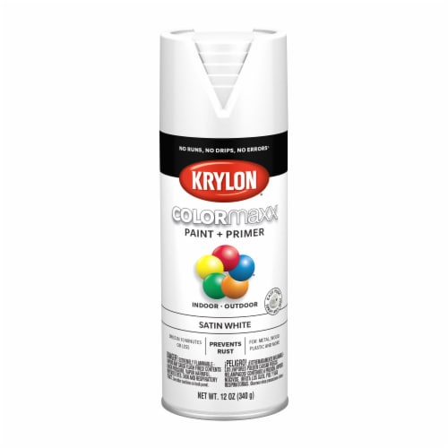 Krylon® ColorMaxx Satin White Indoor/Outdoor Spray Paint and Primer Perspective: front