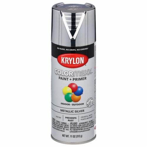 Krylon® ColorMaxx Indoor/Outdoor Metallic Silver Spray Paint and Primer Perspective: front