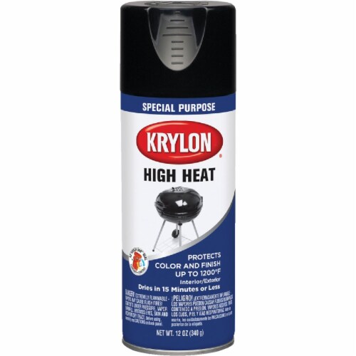 Krylon Flat Black 12 Oz. High Heat Spray Paint K01618777 Perspective: front