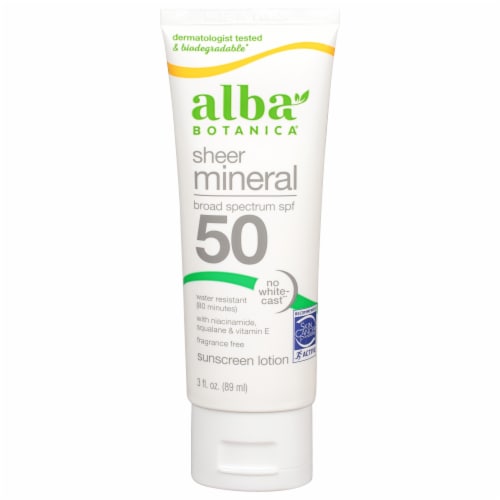 Alba Botanica® Mineral Sunscreen Lotion SPF 50 Fragrance Free Perspective: front