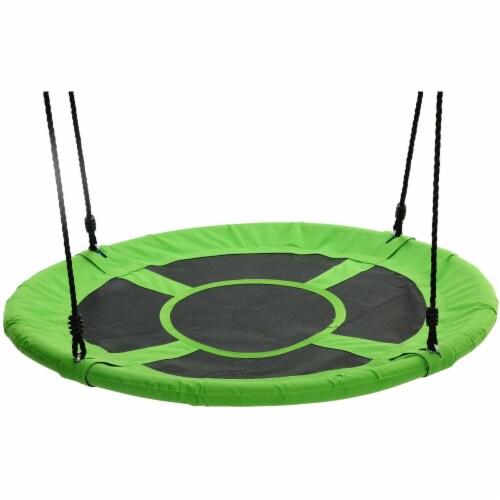Swinging Monkey Giant 40 Inch Web Fabric Outdoor Family Play Saucer Swing, Green Perspective: front
