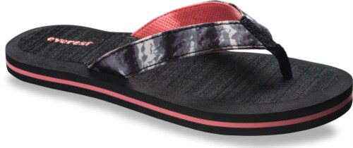 Everest Women's Flip Flop - Black Grey Tie Dye Perspective: front