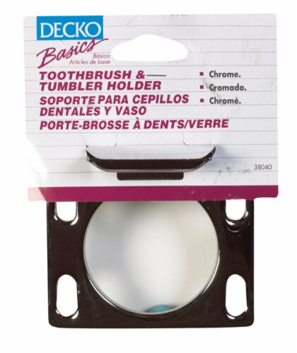 Decko Products Chrome Toothbrush & Tumbler Holder Perspective: front