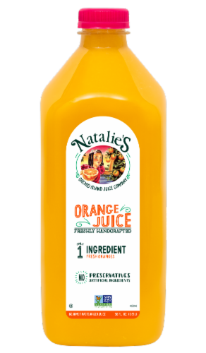 Natalie's Freshly Handcrafted Orange Juice Perspective: front
