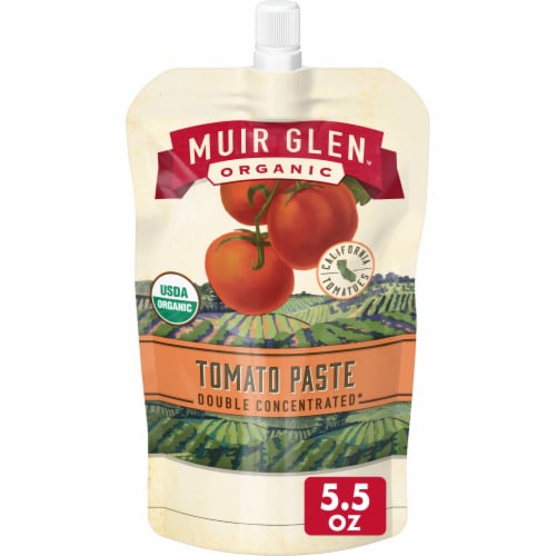 Muir Glen™ Organic Resealable Pouch Double Concentrated Tomato Paste Perspective: front