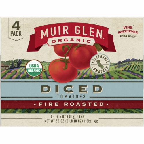 Muir Glen Organic Diced Fire Roasted Tomatoes Perspective: front