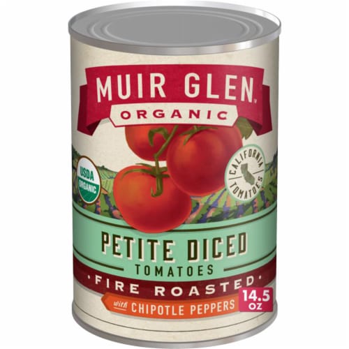 Muir Glen™ Organic Fire Roasted With Chipotle Peppers Petite Diced Tomatoes Perspective: front