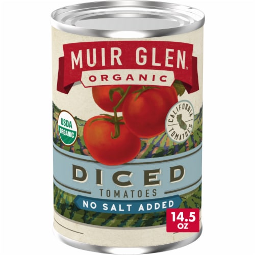 Muir Glen™ Organic Diced No Salt Added Canned Tomatoes Perspective: front