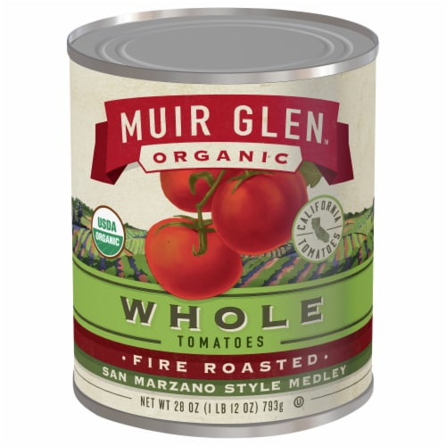 Muir Glen™ Organic Fire Roasted San Marzano Style Whole Tomatoes Perspective: front