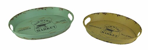 Distressed Finish Glasgow Farm Serving Tray Set of 2 Perspective: front