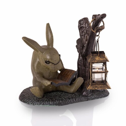 SPI Home 53032 Garden Booklover Rabbit Lantern Perspective: front