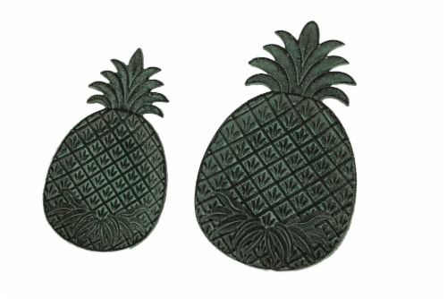 Green Verdigris Cast Iron Pineapple Decorative Trays Set of 2 Perspective: front