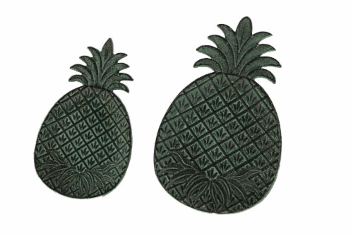 Green Verdigris Cast Iron Pineapple Decorative Trays Set of 2 Perspective: front