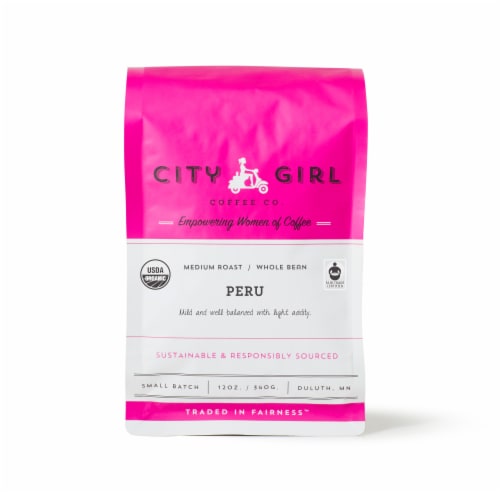 City Girl Coffee Co. Organic Peru Coffee Grounds Perspective: front