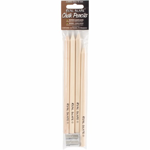 Real Slate Chalk Pencils 5/Pkg W/Sharpener Perspective: front