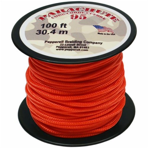Pepperell Braiding Company Parachute Cord 1.9mmX100'-Neon Orange Perspective: front