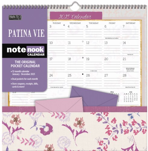 WSBL 2025 Note Nook Patina Vie™ Wall Calendar Perspective: front