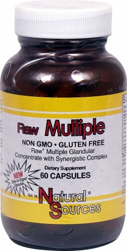 Natural Sources Raw Multiple Dietary Supplement Capsules Perspective: front