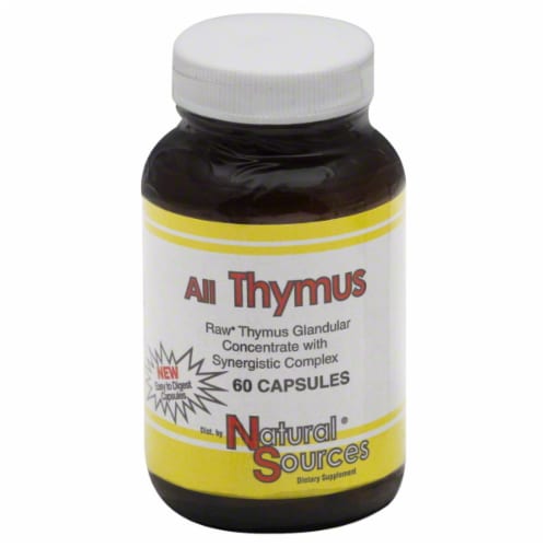 Natural Sources All Thymus Dietary Supplement Capsules Perspective: front