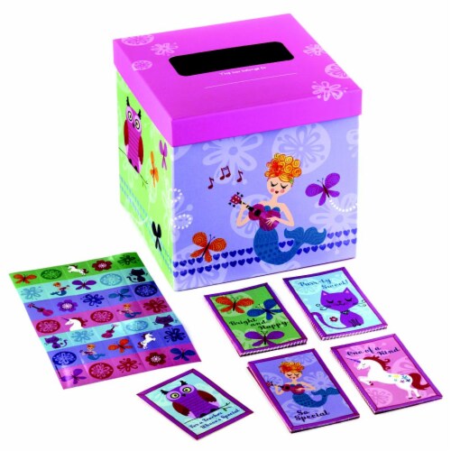 Valentine's Day Card: Hallmark Girls' Valentine Cards and Mailbox for Classroom Exchange (Unicorn) Perspective: front