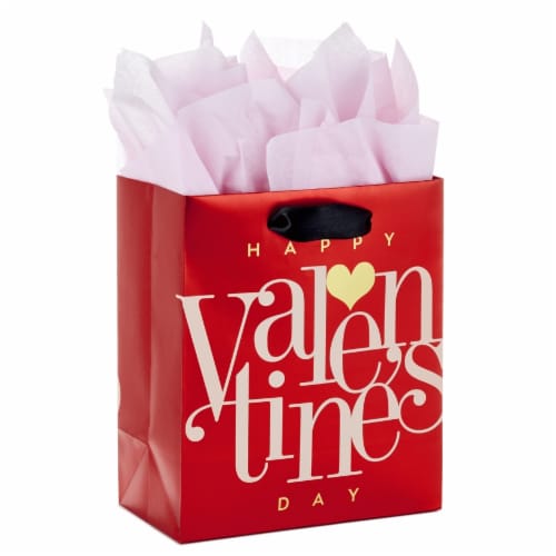 Valentine's Day Bag #69: Hallmark 6" Small Valentine's Day Gift Bag with Tissue (Gold Heart) Perspective: front
