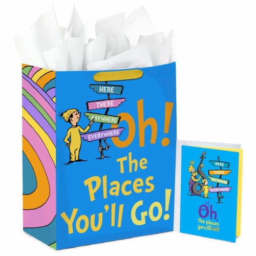 Hallmark Dr. Seuss Large Graduation Gift Bag with Tissue Paper & Card Perspective: front