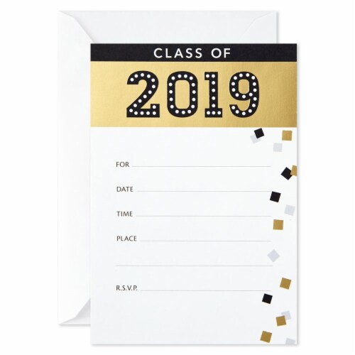 Graduation Invitations #72: Hallmark Graduation Invitations 2019 Black/Gold (20 Invites/Envelopes) Perspective: front