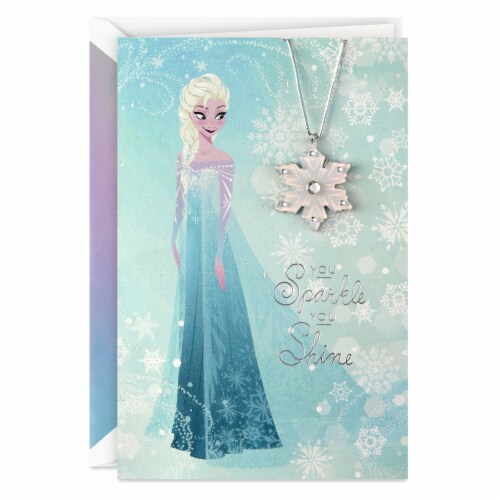 Hallmark  Signature Frozen Christmas Card for Kids with Removable Necklace Perspective: front
