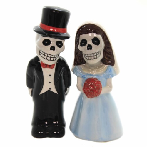 Tabletop Love Never Dies Set/2 Salt Pepper Shakers Day Of Dead 10773 Perspective: front