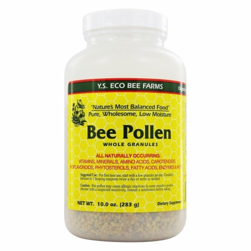 YS Organic Bee Farms Low Moisture Bee Pollen Whole Granules, 10 Ounces Perspective: front