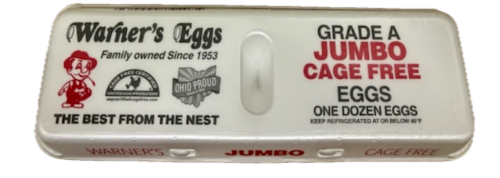 Warner's Eggs Grade A Cage Free Jumbo Egg Perspective: front