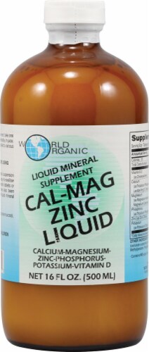 World Organic Cal-Mag Zinc Liquid Supplement Perspective: front