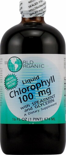 World Organic Liquid Chlorophyll with Spearmint and Glycerin 100mg Perspective: front
