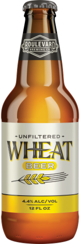Boulevard Unfiltered Wheat Craft Beer Bottle Perspective: front